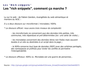 SEO Campus 2011 - Rich Snippets par Olivier Andrieu