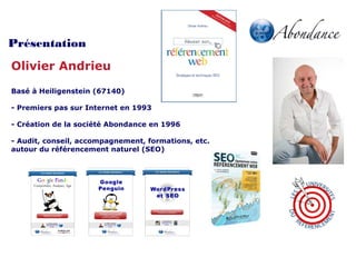 Olivier Andrieu
Basé à Heiligenstein (67140)
- Premiers pas sur Internet en 1993
- Création de la société Abondance en 199...