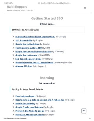 SEO Cheat Sheet with Learning Resources by Balti Bloggers.pdf