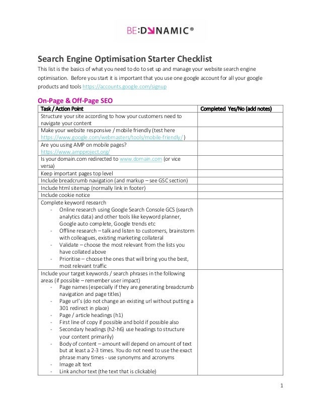 New Starter Checklist