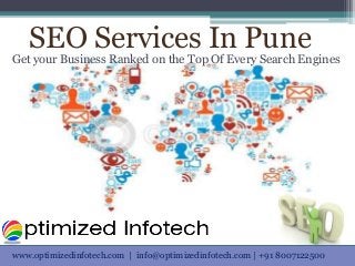SEO Services In Pune
Get your Business Ranked on the Top Of Every Search Engines
www.optimizedinfotech.com | info@optimizedinfotech.com | +91 8007122500
 