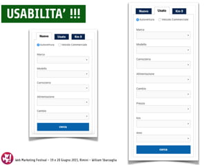 Web Marketing Festival - 19 e 20 Giugno 2015, Rimini - William Sbarzaglia
USABILITA’ !!!
 