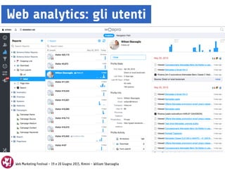 Web Marketing Festival - 19 e 20 Giugno 2015, Rimini - William Sbarzaglia
Web analytics: gli utenti
 