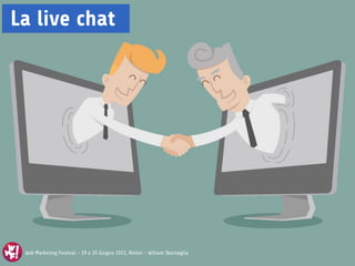 Web Marketing Festival - 19 e 20 Giugno 2015, Rimini - William Sbarzaglia
Web Marketing Festival - 19 e 20 Giugno 2015, Rimini - William Sbarzaglia
La live chat
 