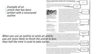 Example of an
article that has been
written with a structured
outline
When you use an outline to write an article,
you are...