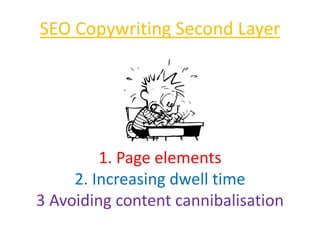 SEO Copywriting Second Layer
1. Page elements
2. Increasing dwell time
3 Avoiding content cannibalisation
 