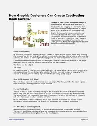 www.Seocustomer.com Page 5/159
How Graphic Designers Can Create Captivating
Book Covers?
The key to a successful book cove...