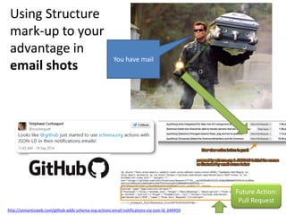 MusicEvent - location
<!– https://developers.google.com/search/docs/guides/mark-up-listings#mark_up_event_listings -->
<script type="application/ld+json">{
"@context": "http://schema.org",
"@type": "MusicEvent",
"name": "The Wurzels",
"image": "https://cdn2.gigantic.com/static/images/campaign/240x240/the-wurzels5545.jpg",
"url": "https://www.gigantic.com/the-wurzels-electric-palace-2016-09-17-19-30",
"startDate": "2016-09-17T19:30:00+01:00",
"doorTime": "19:30",
"typicalAgeRange": "Under 14's must be accompanied by an adult.",
"location": {
"@type": "Place",
"name": "Electric Palace",
"address": {
"@type": "PostalAddress",
"streetAddress": "35 South Street",
"addressLocality": "Bridport",
"postalCode": "DT63NY",
"addressCountry": "GB"
}
},
"offers": [{
"@type": "Offer",
"name": "Standing",
"category": "primary",
"price": "15.95",
"priceCurrency": "GBP",
"url": "https://www.gigantic.com/the-wurzels-electric-palace-2016-09-17-19-30",
"availability": "InStock"
}],
"performer": [{
Future Action:
Buy
The Wurzels
Sat, 17th Sept
gigantic.com
thewurzels.com
Electric Palace
35 South Street,
Bridport, DT63NY
Other supported event types include…
1. MusicEvent
2. TheaterEvent
3. SportsEvent
4. ComedyEvent
5. Festival
6. FoodEvent
Page specific
 