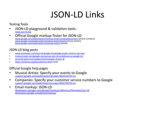 Enable JSON-LD via GTM or CMS plugins
Good for... Global JSON-LD
1. Brand Logo
2. Phone Number
3. Social Profiles
4. Site Search
5. OpeningHours
6. Address
Good for... Page Specific JSON-LD
1. News data
2. Product data
3. Review data
4. Breadcrumbs
5. Music & TV Product data
6. Local restaurants
 