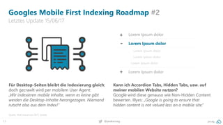 13 pa.ag@peakaceag
Googles Mobile First Indexing Roadmap #2
Letztes Update 15/06/17
Quelle: SMX Advanced 2017, Seattle
Für...