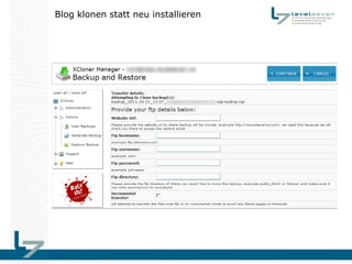 Blog klonen statt neu installieren
 