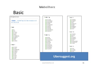 16 
Basic 
Ubersuggest.org 
www.felixbeilharz.de 
 