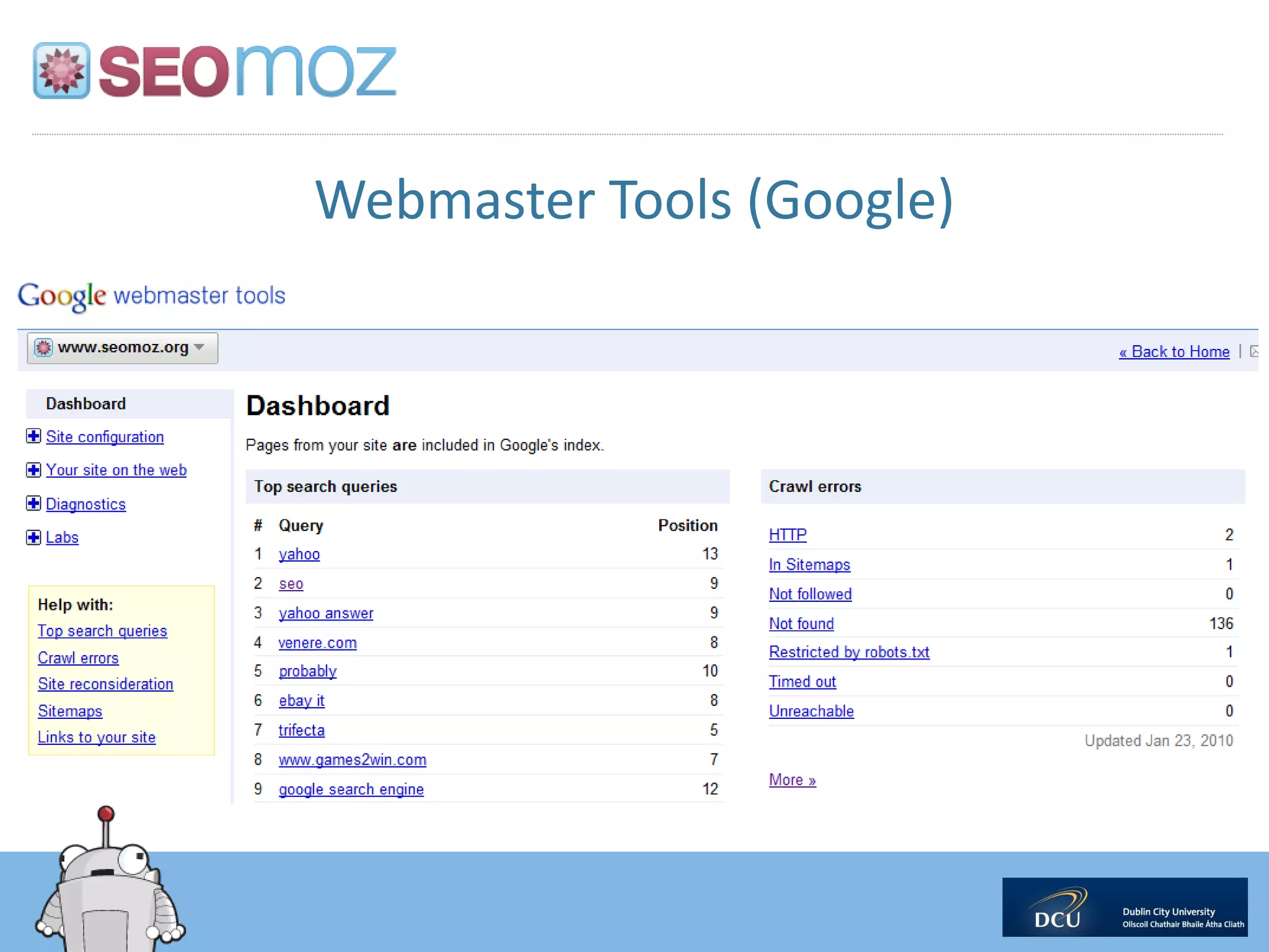 Webmaster Tools (Google)
 