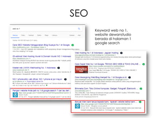 Keyword web no 1,
website dewanstudio
berada di halaman 1
google search
SEO
 
