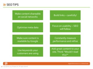 SEO TIPS

                             Make content shareable
                                                            ...
