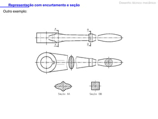 Representação com encurtamento e seção
Desenho técnico mecânico
Outro exemplo:
 