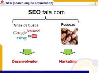 SEO (search engineoptimization)SEO fala comPessoasSites de buscaDesenvolvedorMarketing