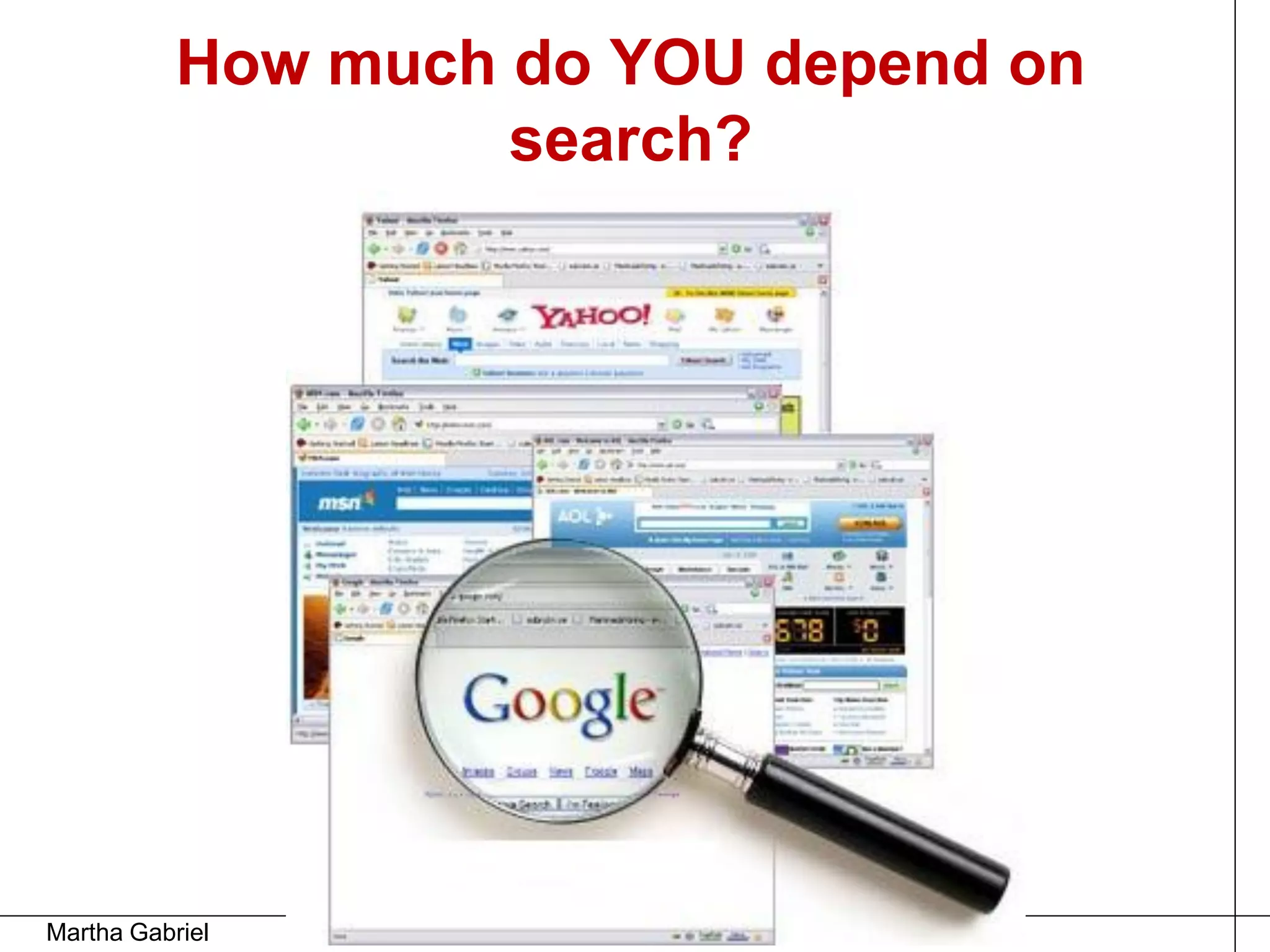 How much do YOU depend on
                    search?




Martha Gabriel
 