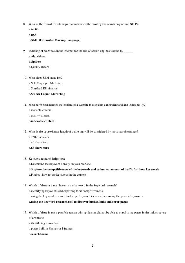 Seo Exam 50 Questions With Answers Seo Exam 50 Questions With Answers