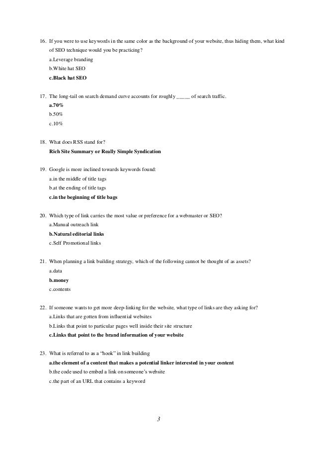 Seo Exam 50 Questions With Answers Seo Exam 50 Questions With Answers