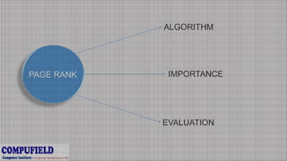 ALGORITHM
IMPORTANCE
EVALUATION
PAGE RANK
 