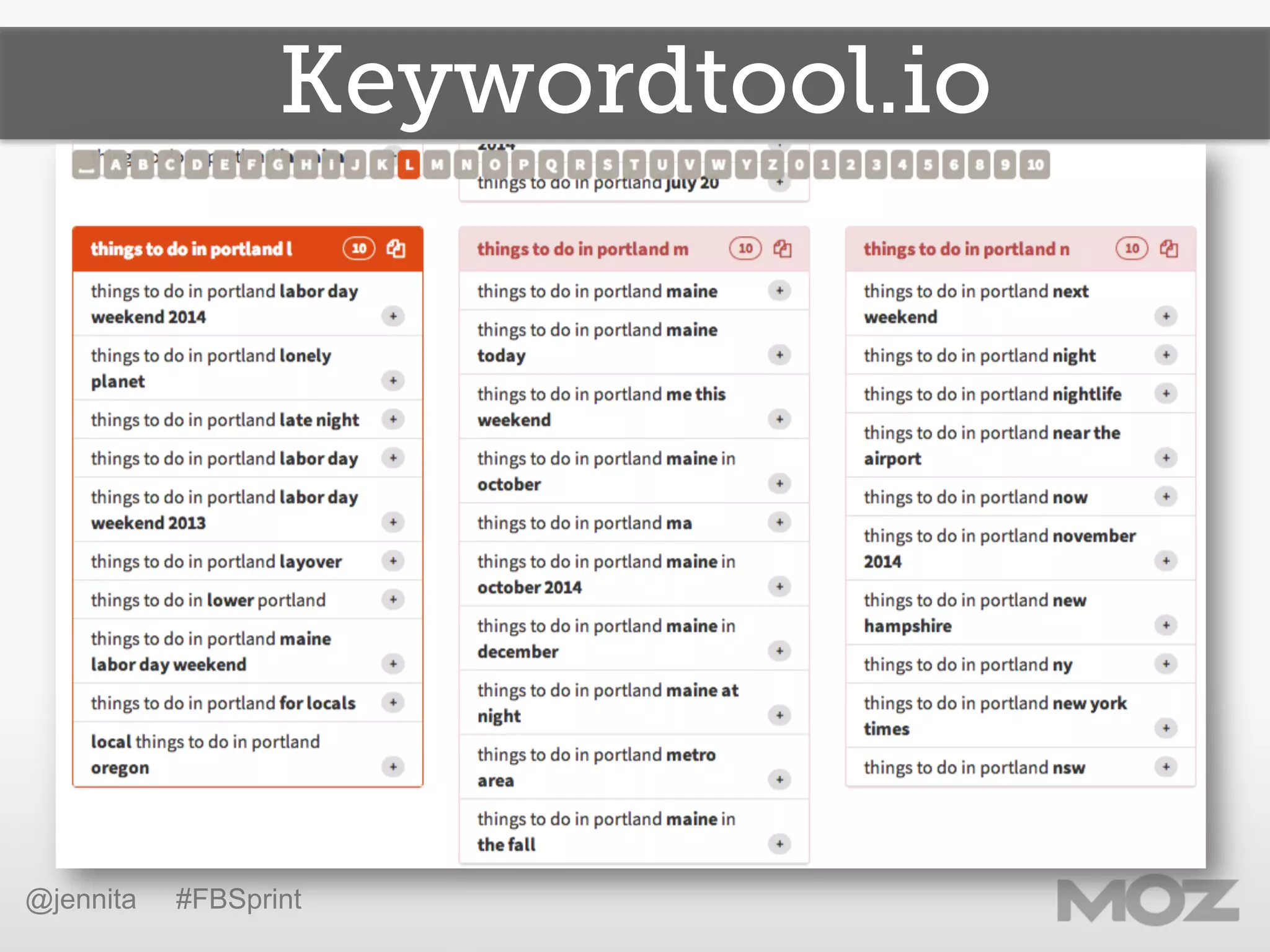 Keywordtool.io
@jennita #FBSprint
 