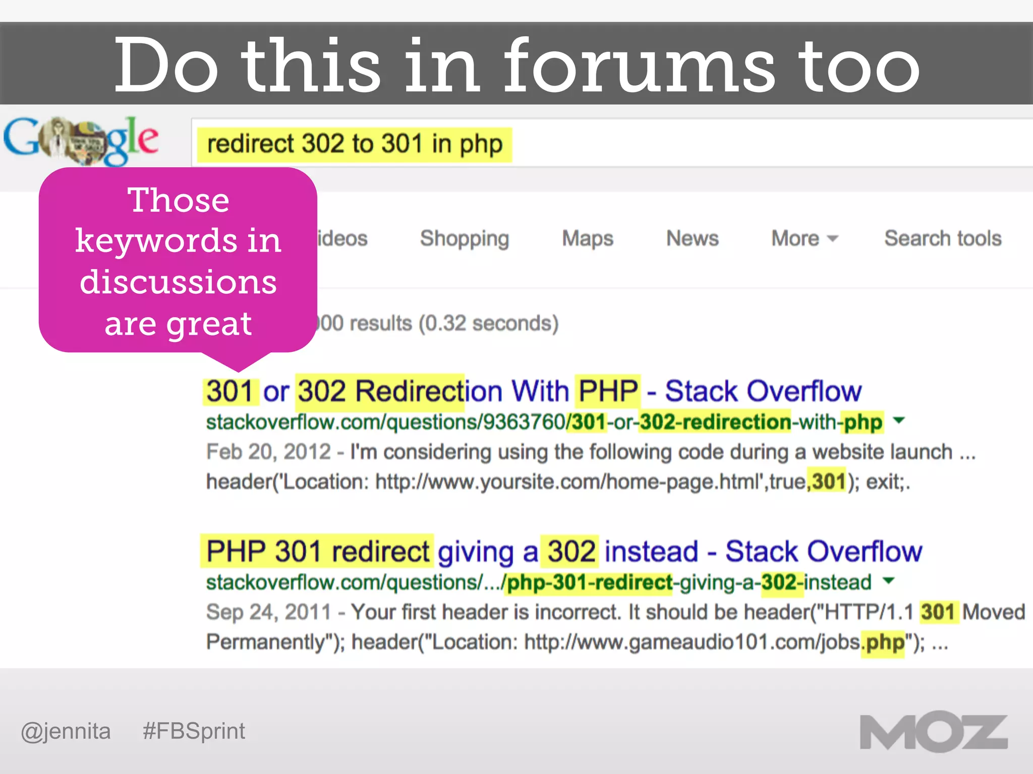 Do this in forums too
@jennita #FBSprint
Those
keywords in
discussions
are great
 