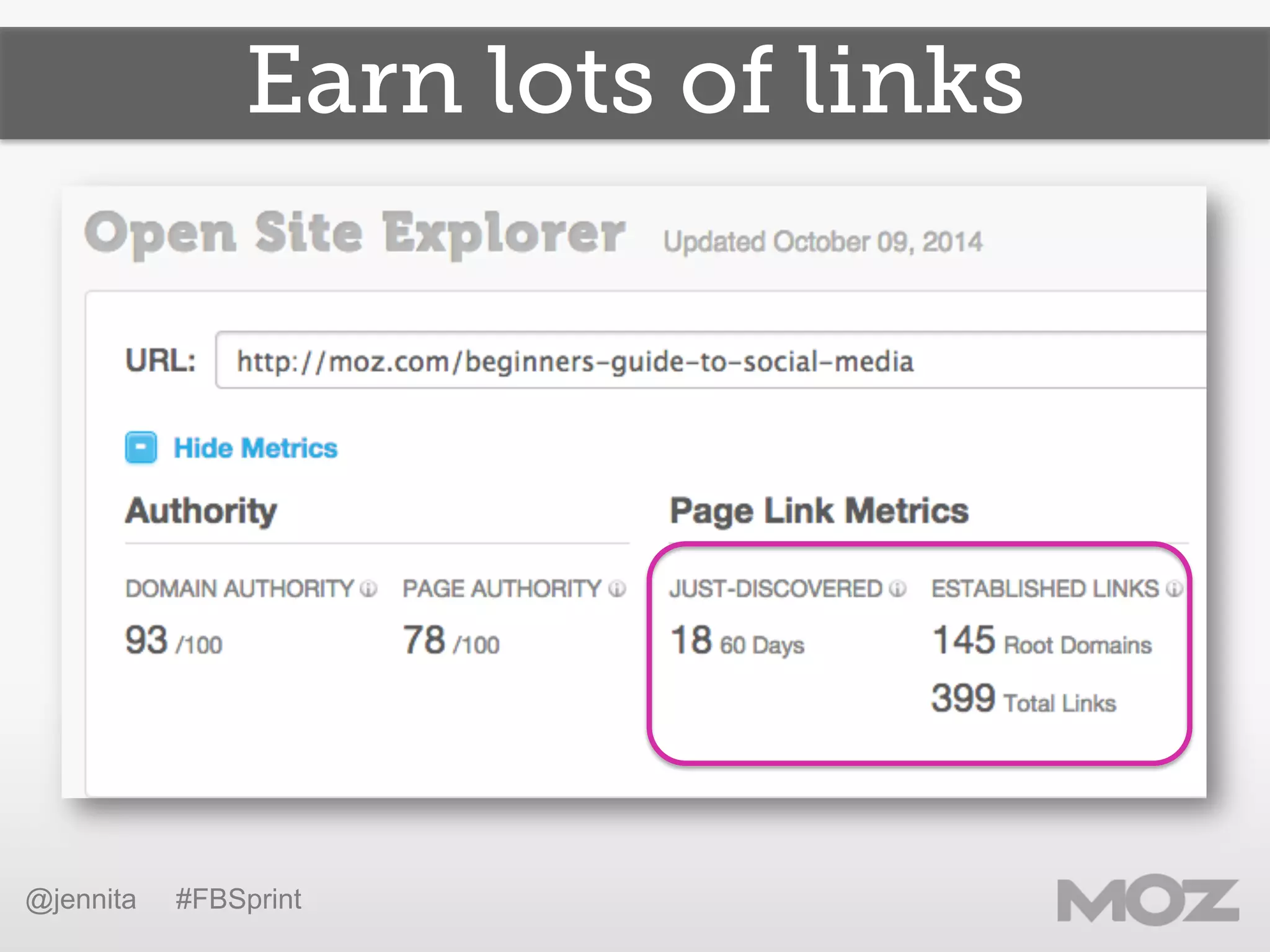 Earn lots of links
@jennita #FBSprint
 