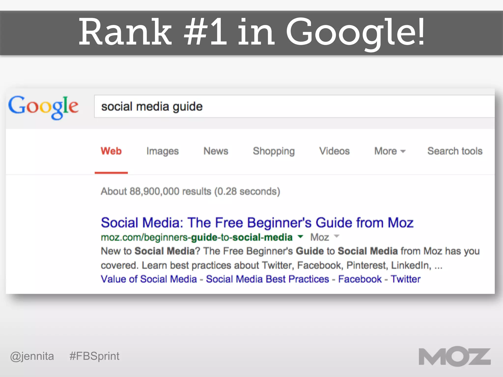 Rank #1 in Google!
@jennita #FBSprint
 