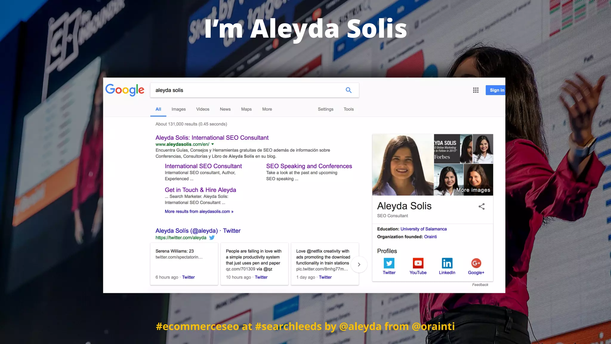 #ecommerceseo en #cw17 por @aleyda de @orainti
I’m Aleyda Solis
#ecommerceseo at #searchleeds by @aleyda from @orainti
 