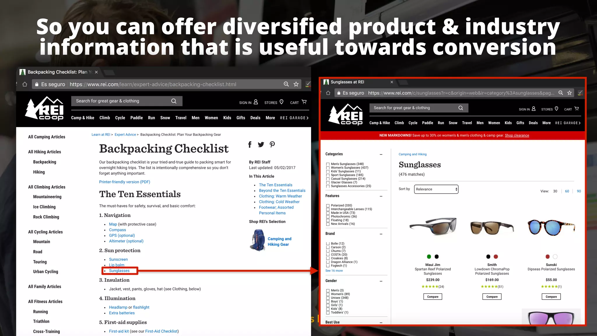 #ecommerceseo at #searchleeds by @aleyda from @orainti
So you can oﬀer diversiﬁed product & industry
information that is useful towards conversion
#ecommerceseo at #searchleeds by @aleyda from @orainti
 