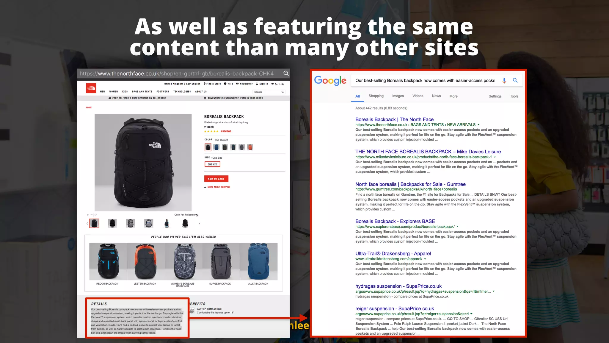 #ecommerceseo at #searchleeds by @aleyda from @orainti
As well as featuring the same  
content than many other sites
#ecommerceseo at #searchleeds by @aleyda from @orainti
 