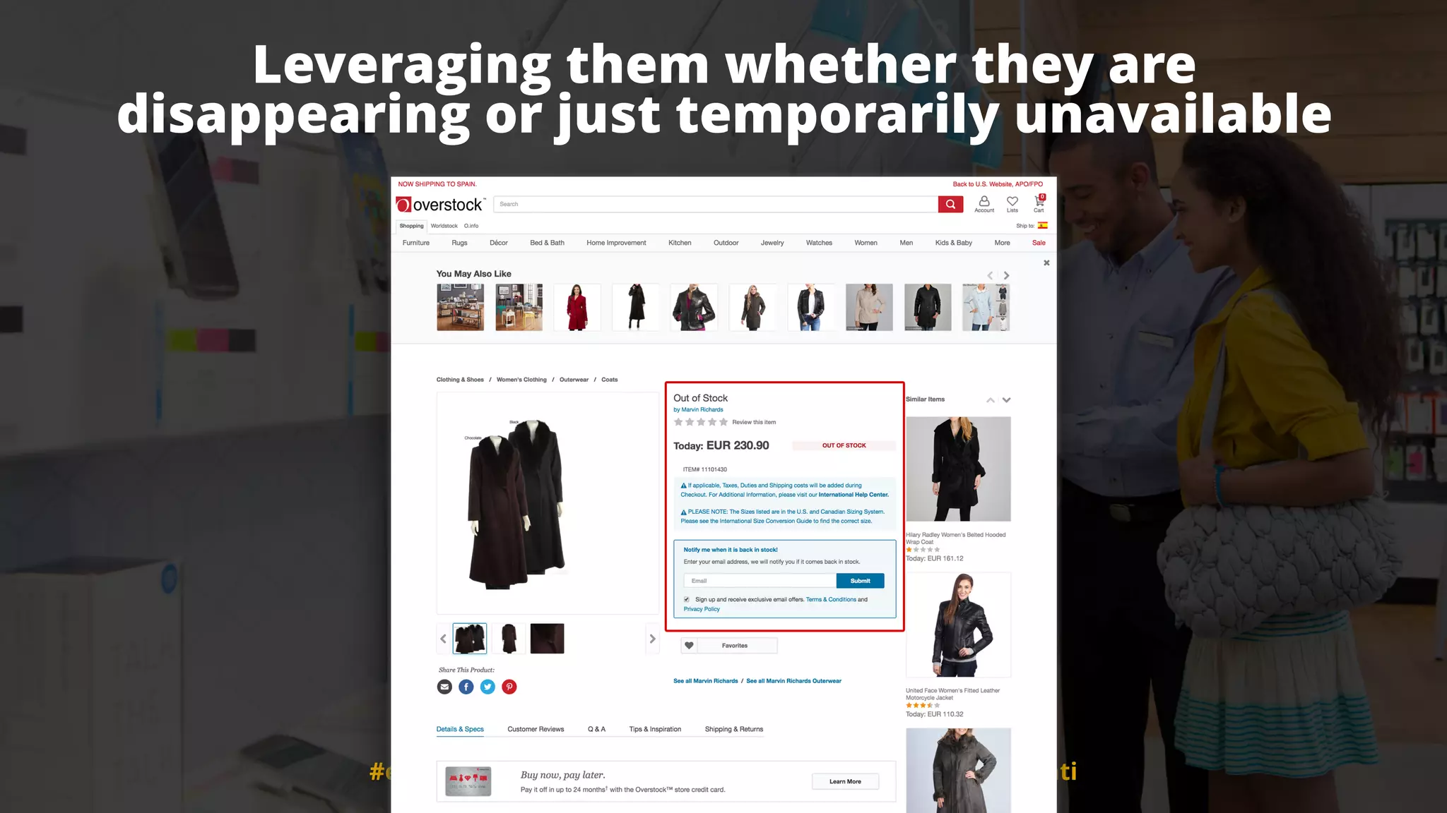 #ecommerceseo at #searchleeds by @aleyda from @orainti
Leveraging them whether they are  
disappearing or just temporarily unavailable
#ecommerceseo at #searchleeds by @aleyda from @orainti
 
