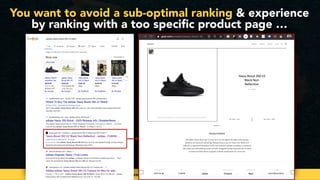 #seoforecommerce by @aleyda from @orainti
You want to avoid a sub-optimal ranking & experience
by ranking with a too speci...