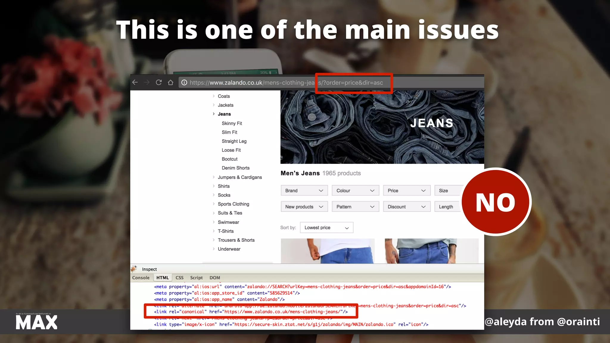 #ecommerceseo at #maxnordic by @aleyda from @orainti
This is one of the main issues
#ecommerceseo at #maxnordic by @aleyda from @orainti
NO
 