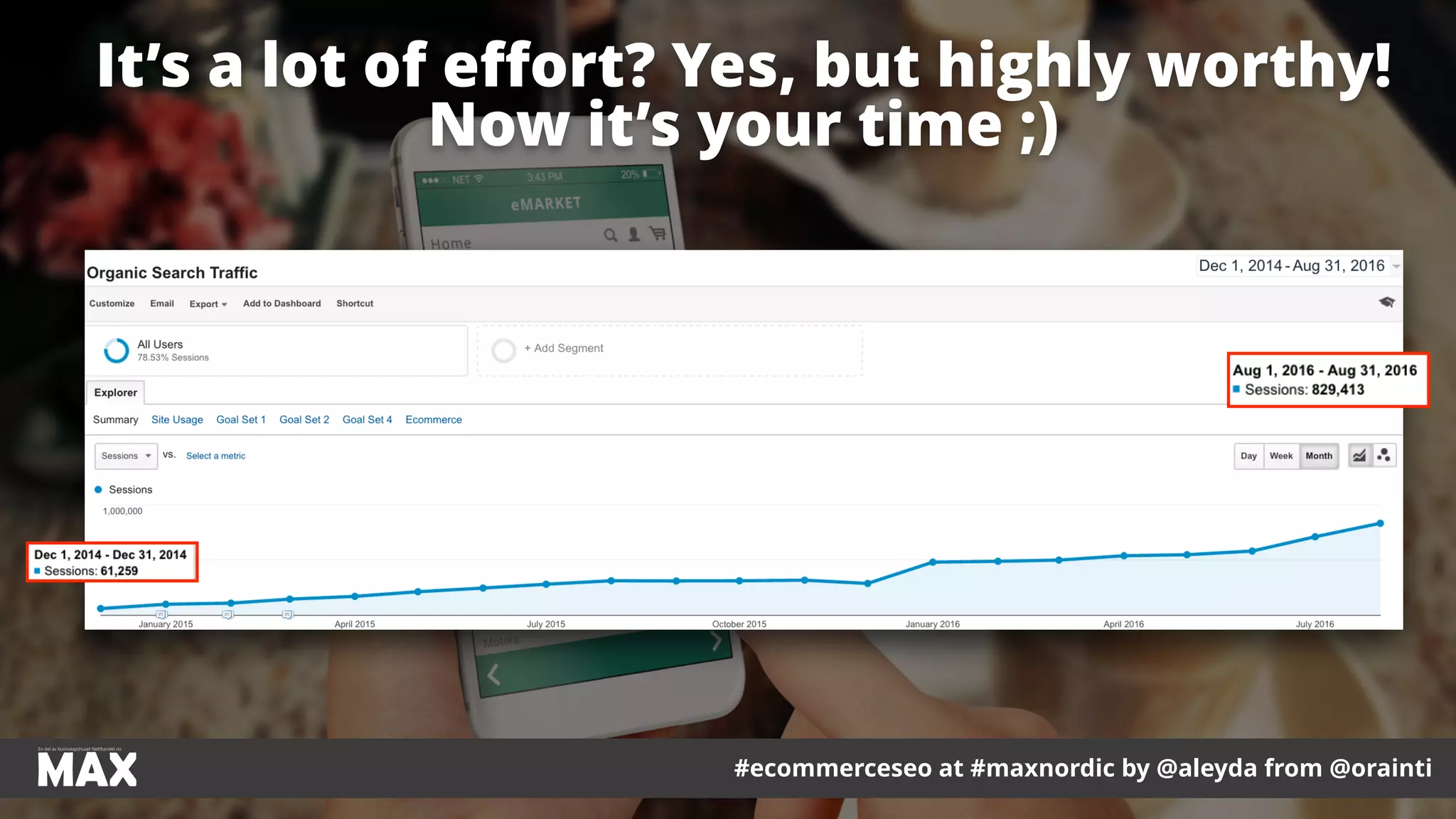 #ecommerceseo at #maxnordic by @aleyda from @orainti
It’s a lot of eﬀort? Yes, but highly worthy! 
Now it’s your time ;)
 