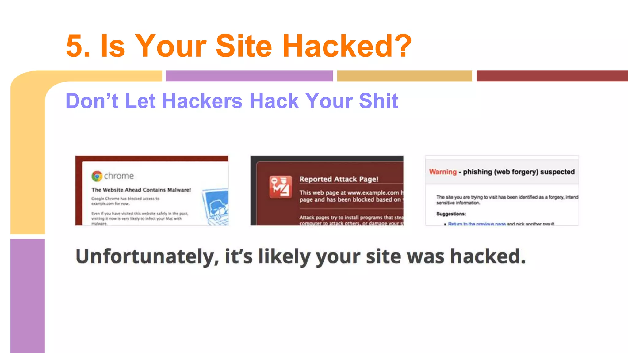 Don’t Let Hackers Hack Your Shit
5. Is Your Site Hacked?
 