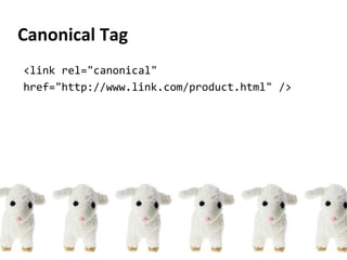 <link rel="canonical"
href="http://www.link.com/product.html" />
Canonical Tag
 