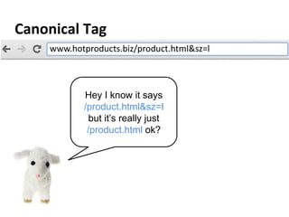 Canonical Tag
Hey I know it says
/product.html&sz=l
but it’s really just
/product.html ok?
www.hotproducts.biz/product.html&sz=l
 