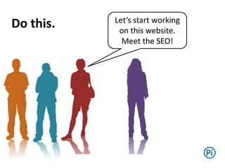 Do this. Let’s start working
on this website.
Meet the SEO!
 