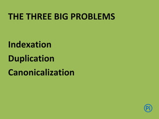 Indexation
Duplication
Canonicalization
THE THREE BIG PROBLEMS
 