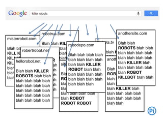 misterrobot.com
Blah blah KILLER
KILL KILL KILL
KILL KILL
KILLblah blah blah
blah blah blah blah
blah blah blah blah
blah blah blah
robotrus.com
Blah blah KILLER
ROBOTS blah blah
blah blah blah blah
blah blah blah blah
blah blah blah blah
blah blah blah blah
blah blah blah blah
site1.com
Blah blah KILLER
ROBOTS blah blah
blah blah blah blah
blah blah blah blah
blah blah blah blah
blah ROBOT
ROBOT ROBOT
robertrobot.net
Blah blah KILLER
ROBOTS blah blah
blah blah blah blah
blah blah blah blah
blah blah blah blah
blah blah blah blah
blah blah blah blah
Robots.tv
Blah blah KILLER
ROBOTS blah blah
blah blah blah blah
blah blah blah blah
blah blah blah blah
blah blah blah blah
blah blah blah blah
hellorobot.net
Blah blah KILLER
ROBOTS blah blah
blah blah blah blah
blah blah blah blah
blah blah blah blah
blah blah blah blah
blah blah blah blah
anothersite.com
Blah blah
ROBOTS blah blah
blah blah blah blah
blah blah blah blah
blah KILLER blah
blah blah blah blah
blah blah blah blah
blah blah
robodepo.com
Blah blah blah blah
blah blah blah blah
blah blah KILLER
ROBOT blah blah
blah blah blah blah
blah blah blah blah
blah blah blah
anothersite.com
Blah blah
ROBOTS blah blah
blah blah blah blah
blah blah blah blah
blah KILLER blah
blah blah blah blah
blah ROBOT
KILLBOT blah blah
 