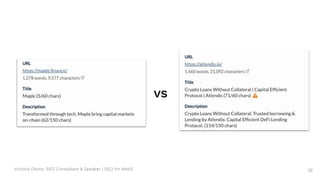 Victoria Olsina: SEO Consultant & Speaker | SEO for Web3
vs
28
 