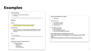 Victoria Olsina: SEO Consultant & Speaker | SEO for Web3 40
Examples
 