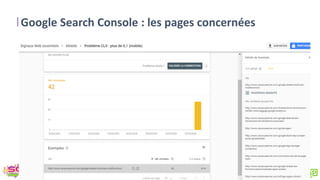 Google Search Console : les pages concernées
 