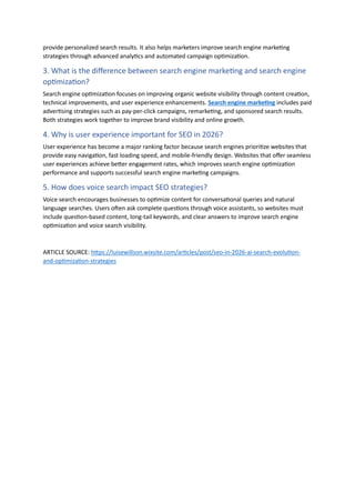 SEO in 2026: AI, Search Evolution, and Optimization Strategies | PDF