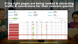 If the right pages are being ranked & attracting
traﬃc & conversions for their relevant queries
#mobileﬁrstseo at #seoandlove by @aleyda from @orainti
 