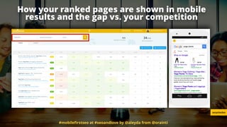 How your ranked pages are shown in mobile
results and the gap vs. your competition
serpchecker
#mobileﬁrstseo at #seoandlove by @aleyda from @orainti
 