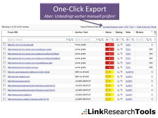One-Click Export
Aber: Unbedingt vorher manuell prüfen!
 