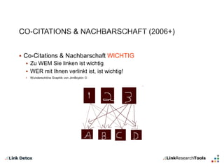  Co-Citations & Nachbarschaft WICHTIG 
 Zu WEM Sie linken ist wichtig 
 WER mit Ihnen verlinkt ist, ist wichtig! 
 Wunderschöne Graphik von JimBoykin  
 